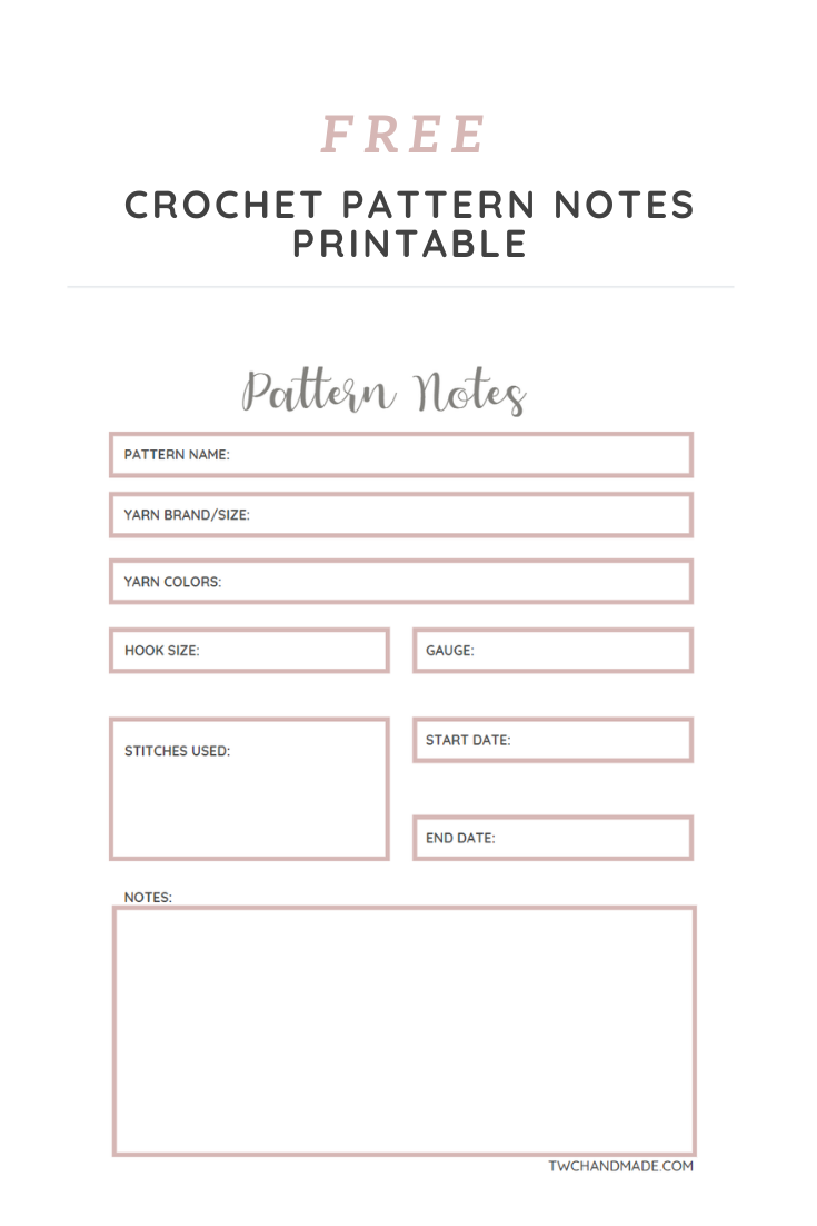Crochet Pattern Notes Printable